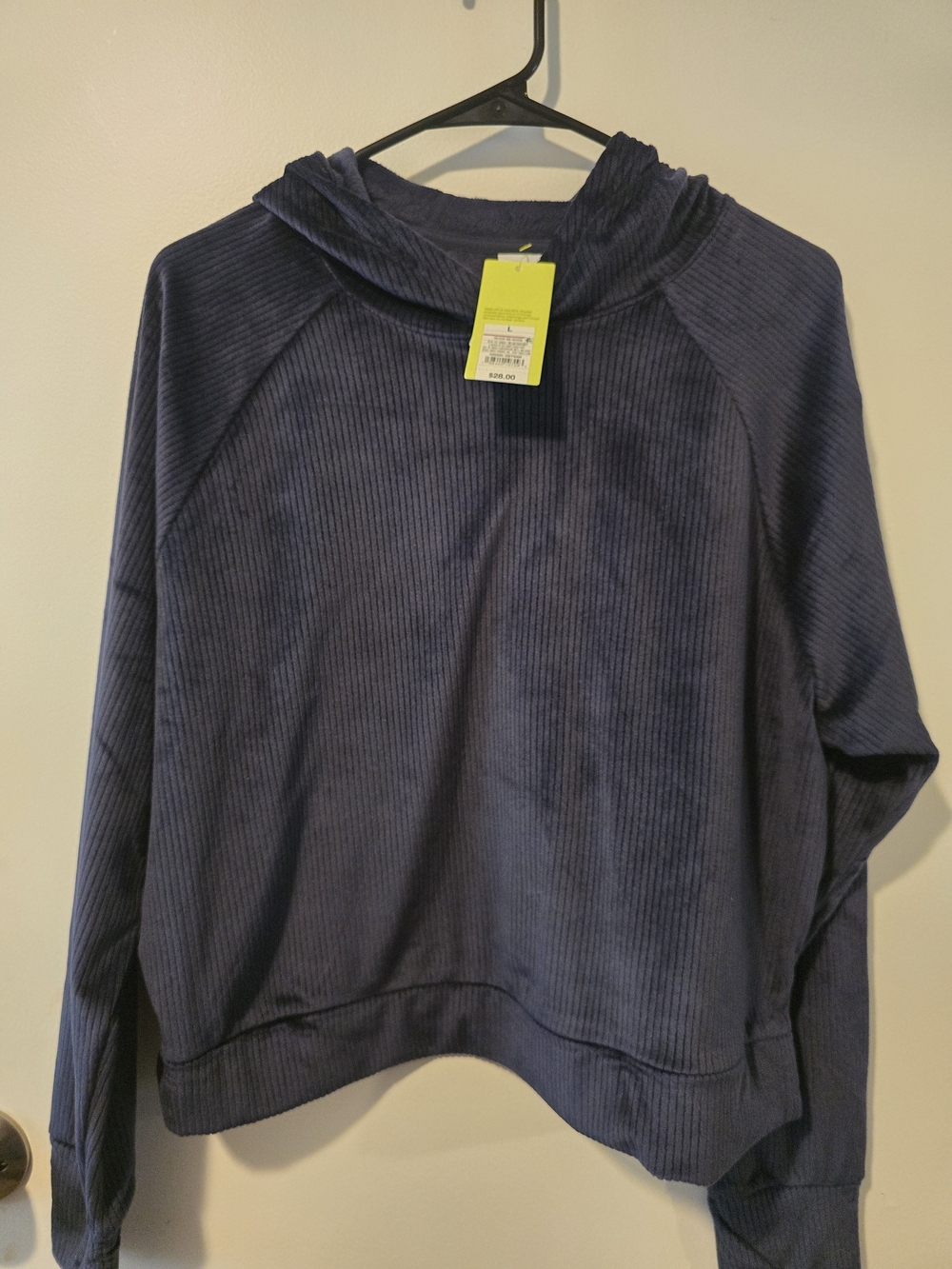 Velour Rib Navy Hoodie NWT